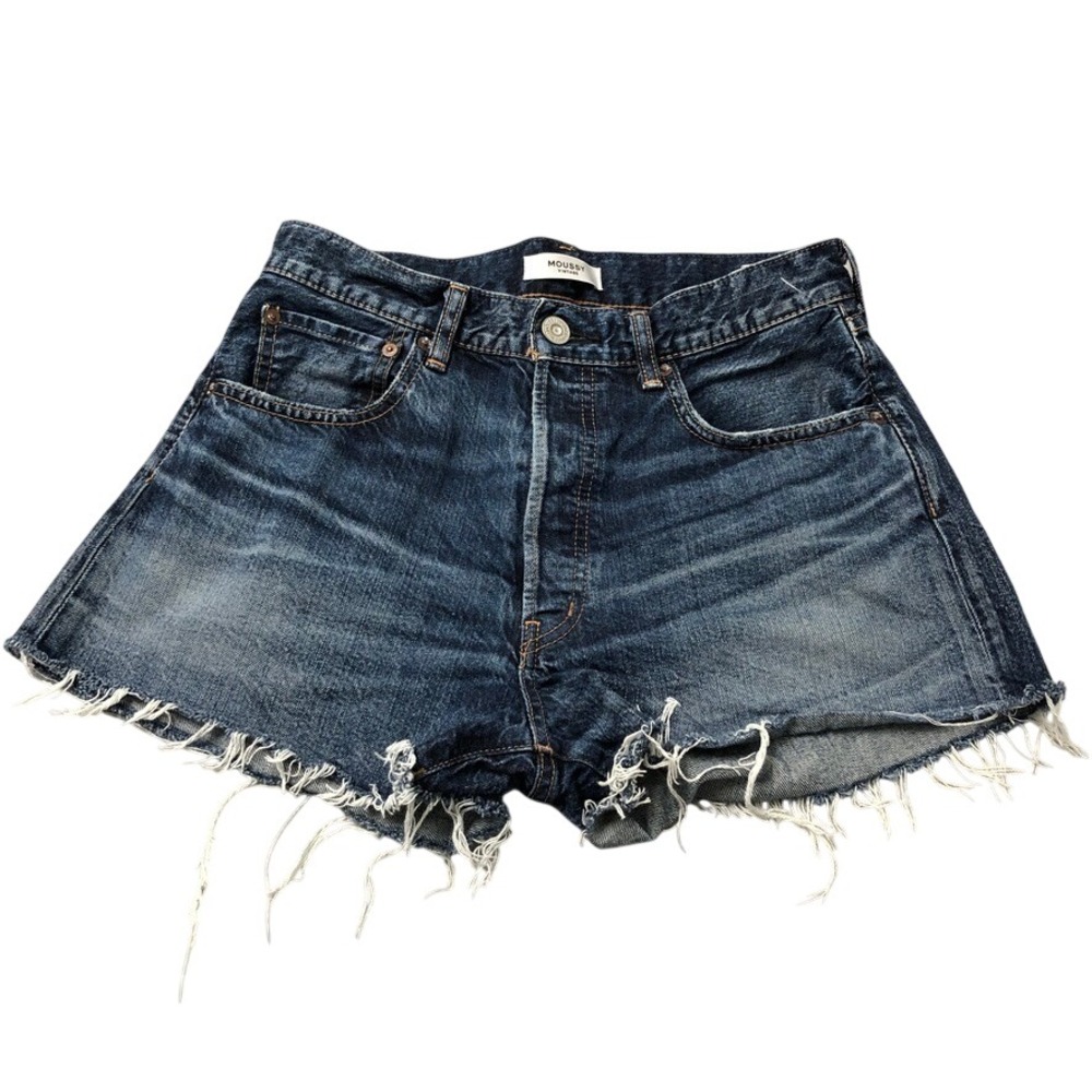 Moussy Vintage Denim Shorts Womens 27 Blue High Rise Raw Hem Button Fly Festival